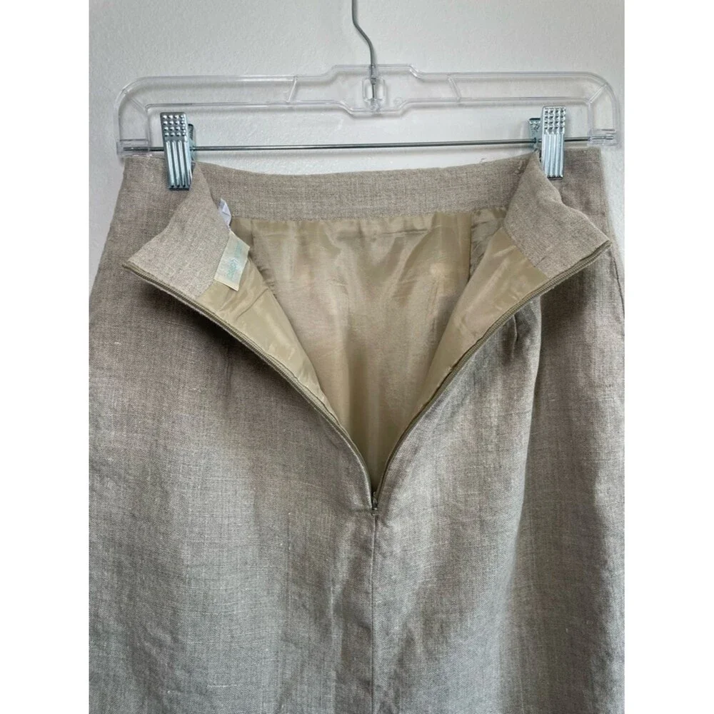 Joseph Vincent 100% Linen Pencil Skirt Women Size 8 Beige Knee Length - Picture 8 of 9
